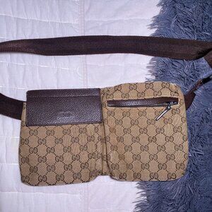 Vintage Gucci GG Belt Bag - Canvas and Brown Leather, Unisex